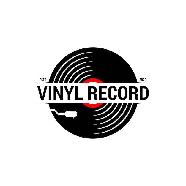 Vetor modelo de logotipo de emblemas de discos de vinil retrô. ícone ou emblema da música do vetor.