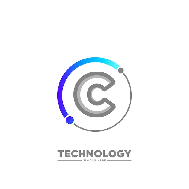 Modelo de logotipo de empresa de tecnologia letra c