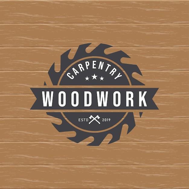 Modelo de logotipo de equipamento de carpintaria