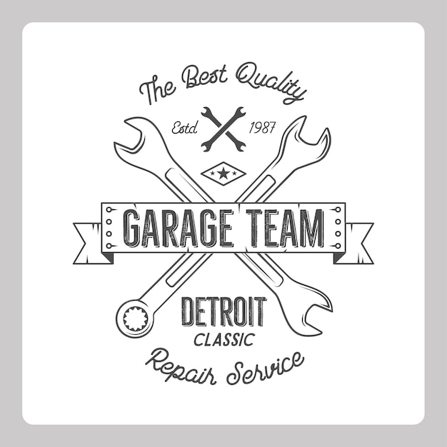 Modelo de logotipo de equipe de garagem moderna de vetor grátis