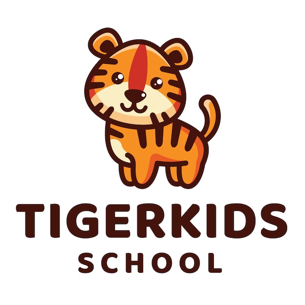 Modelo de logotipo de escola de crianças tigre