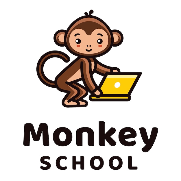 Modelo de logotipo de escola de macaco