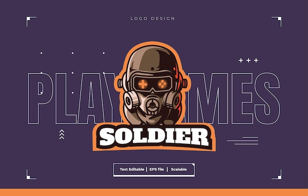 Vetor modelo de logotipo de esport de mascote soldado