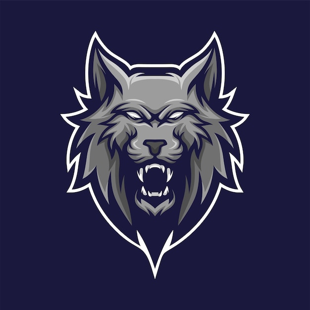 Modelo de logotipo de esport para jogos de mascote lobo