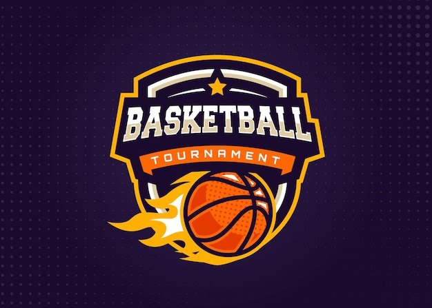 Vetor modelo de logotipo de esportes de basquete para equipe e torneio esportivo