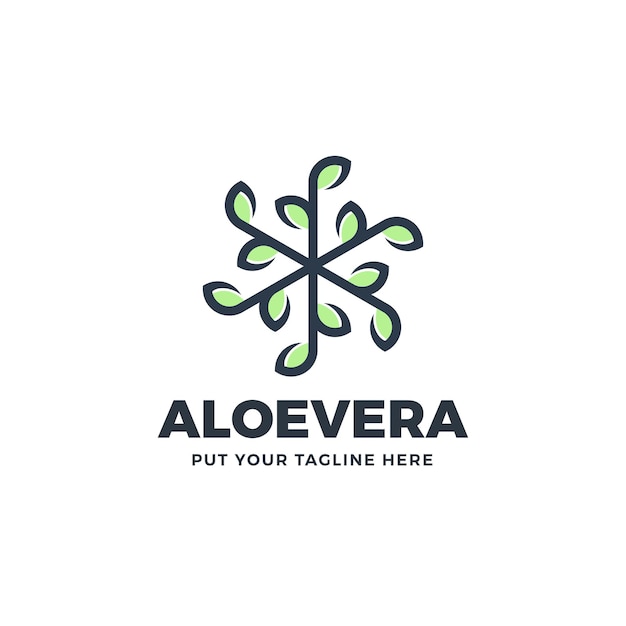 Vetor modelo de logotipo de estilo monoline de folha de aloevera