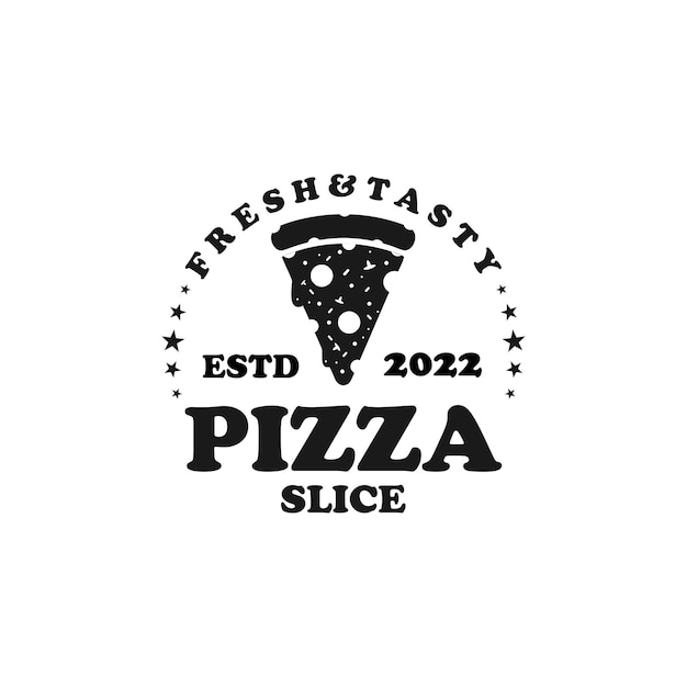 Modelo de logotipo de fatia de pizza em estilo vintage