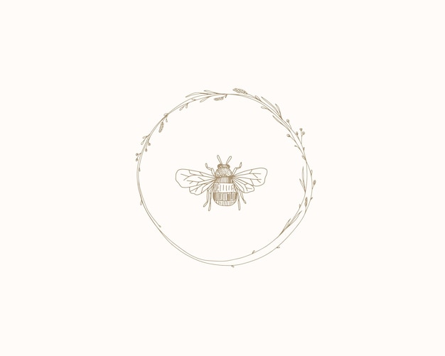 Modelo de logotipo de fazenda de mel, logotipo de mel de abelha, logotipo de abelha, vetor de abelha, ilustração de abelha