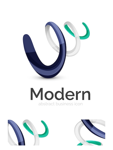 Modelo de logotipo de fita de redemoinho 3d abstrato com design de identidade corporativa de cartão de visita