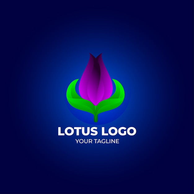 Vetor modelo de logotipo de flor de lótus gradiente