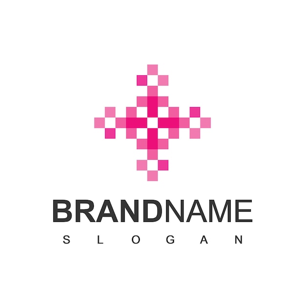 Modelo de logotipo de flor de pixel sakura