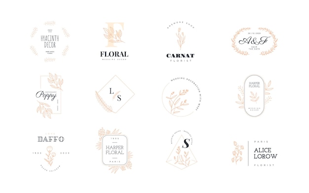 Modelo de logotipo de flores Doodle abstrato