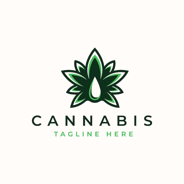 Modelo de logotipo de folha de cannabis.