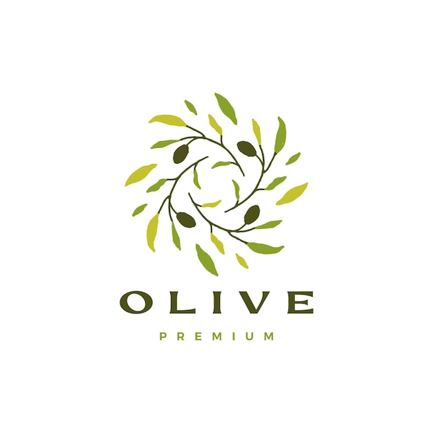 Modelo de logotipo de folha de ramo de oliveira