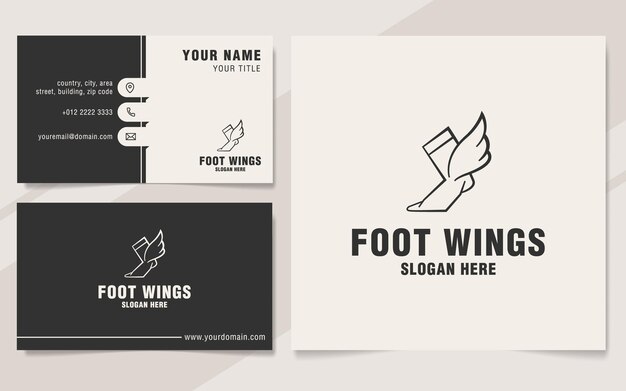 Modelo de logotipo de foot wings em estilo monograma