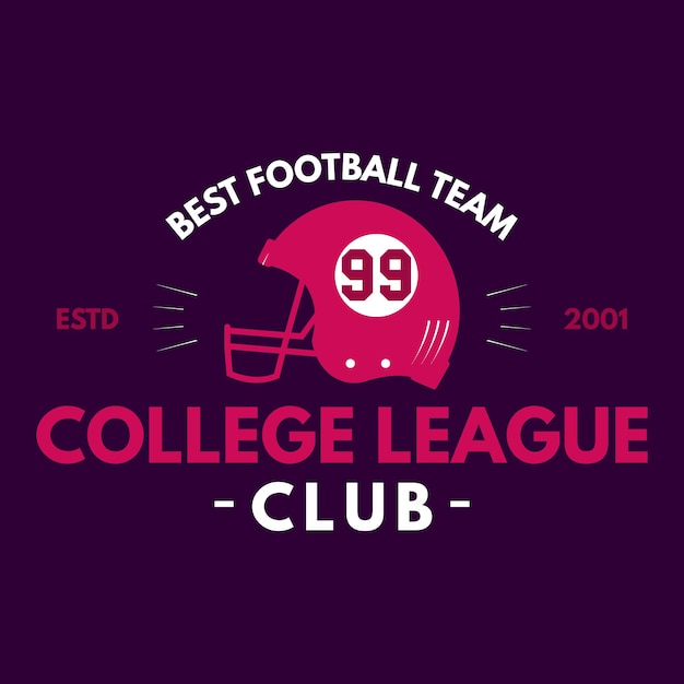 Vetor modelo de logotipo de futebol americano liga universitária melhor time de futebol gráficos de crachá de rugby isolados em fundo escuro design de rótulo esportivo ilustração em vetor de estoque