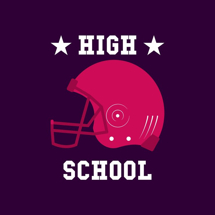 Vetor modelo de logotipo de futebol americanográficos de distintivo de rugby do ensino médio isolados em fundo escuro design de rótulo esportivo ilustração em vetor de estoque