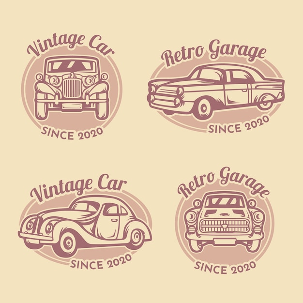 Modelo de logotipo de garagem de carros antigos