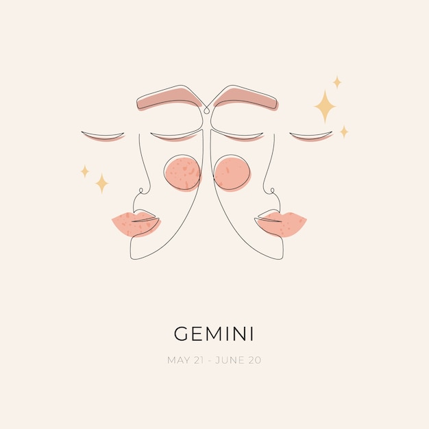 Modelo de logotipo de gêmeos de design plano desenhado à mão
