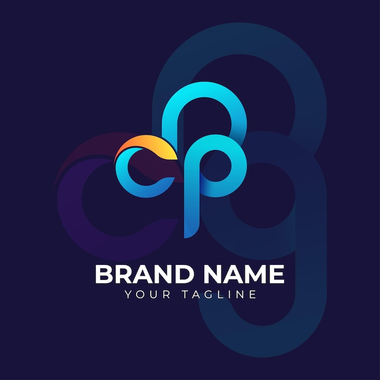 Vetor modelo de logotipo de gradiente vetorial da letra cp