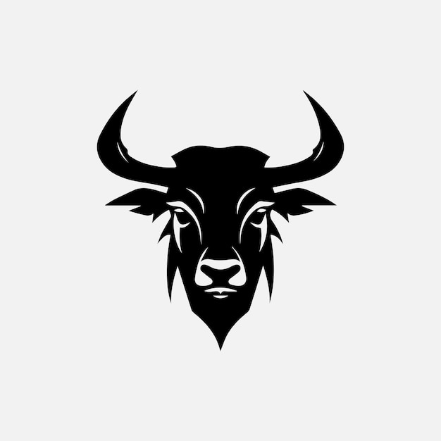 Modelo de logotipo de ícone de vetor de cabeça de gado de touro vaca Angus