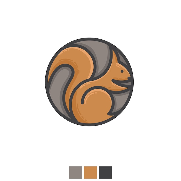 Vetor modelo de logotipo de ícone plana de esquilo