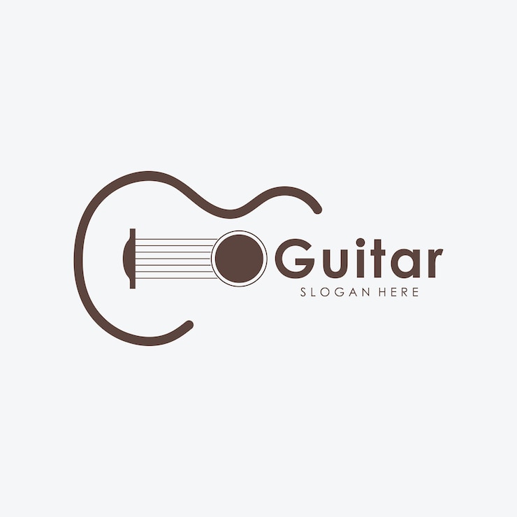 Vetor modelo de logotipo de instrumento musical de guitarra com forma simples