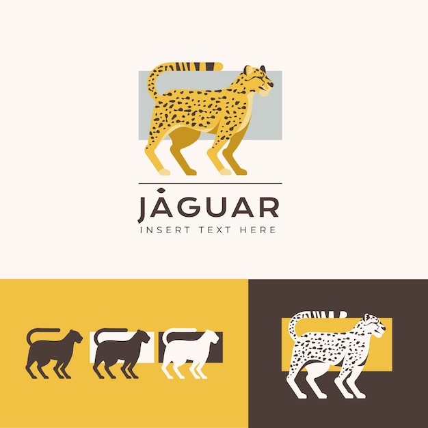 Vetor modelo de logotipo de jaguar de design plano