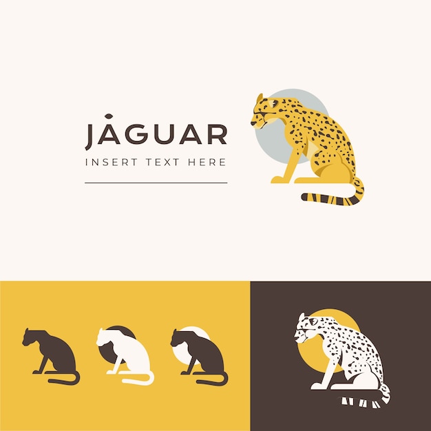 Vetor modelo de logotipo de jaguar de design plano