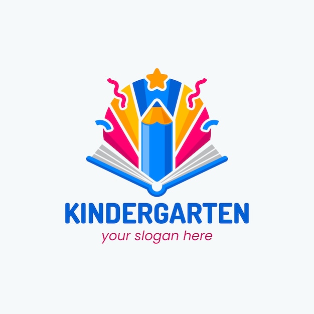 Modelo de logotipo de jardim de infância desenhado à mão