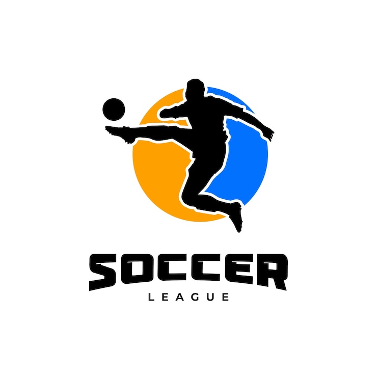 Vetor modelo de logotipo de jogador de futebol de design plano