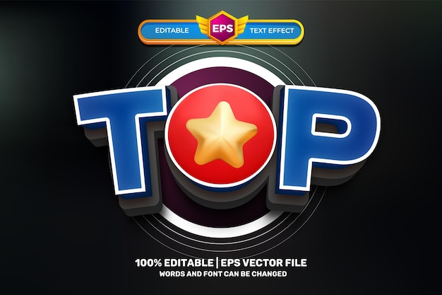 Modelo de logotipo de jogo de estrela de herói principal estilo de efeito de texto editável em 3d em negrito