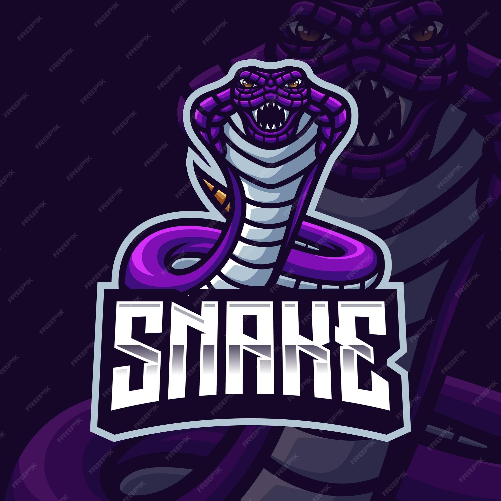 Modelo de logotipo de jogo do mascote roxo cobra para esports