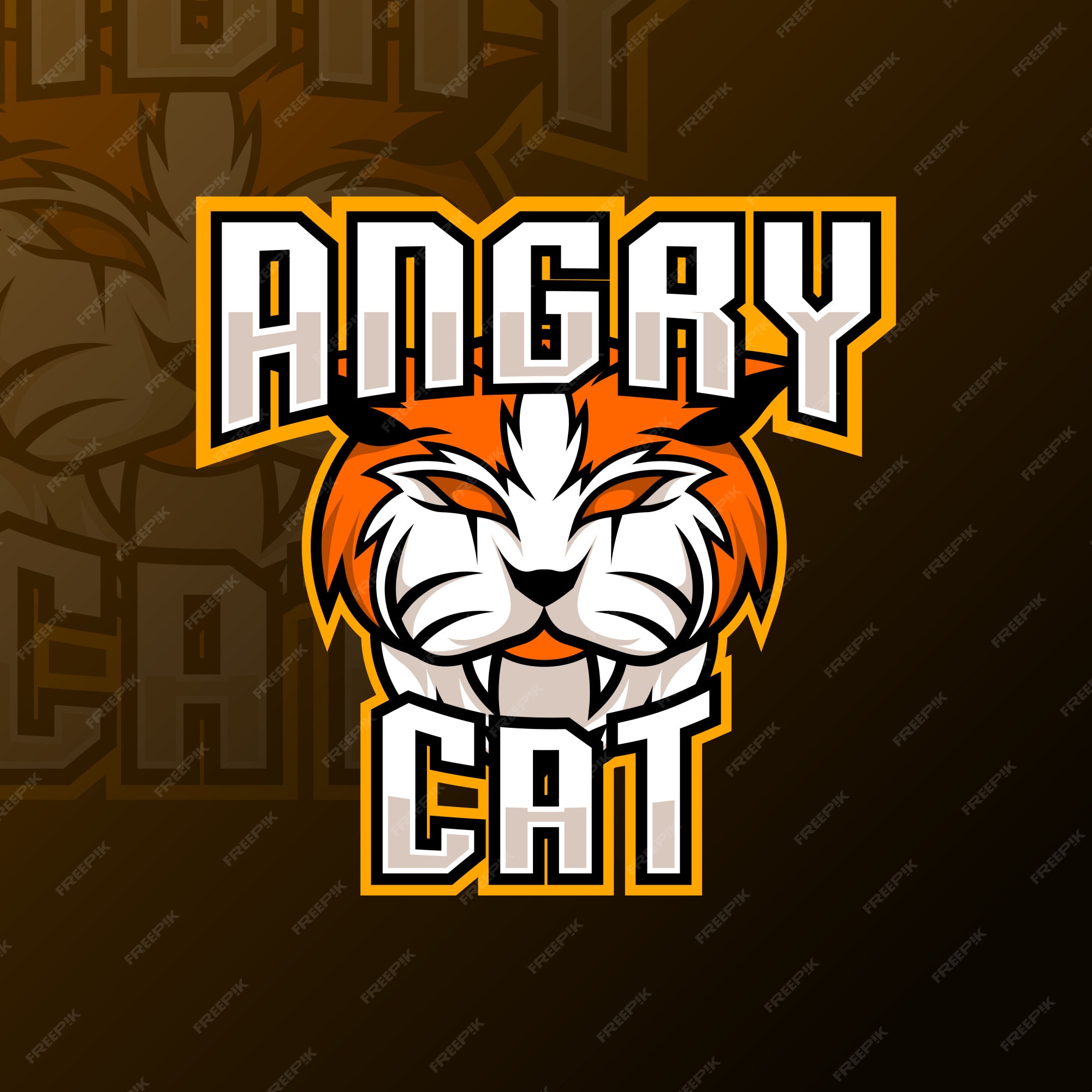 Logotipo do jogo do mascote do gato preto rei