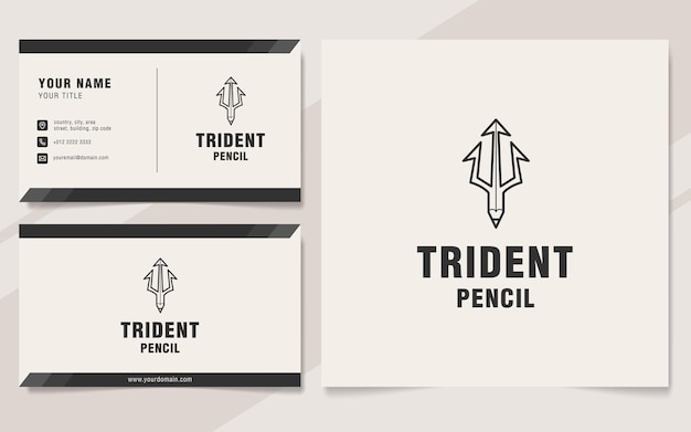 Modelo de logotipo de lápis trident em estilo monograma