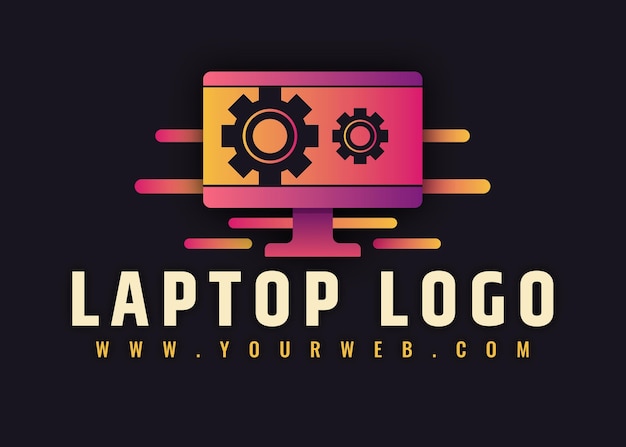 Vetor modelo de logotipo de laptop gradiente