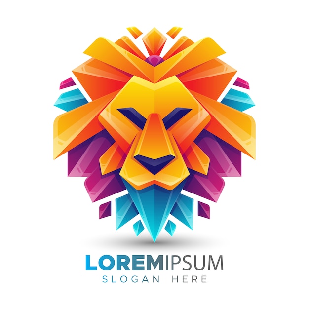 Modelo de logotipo de leão colorido