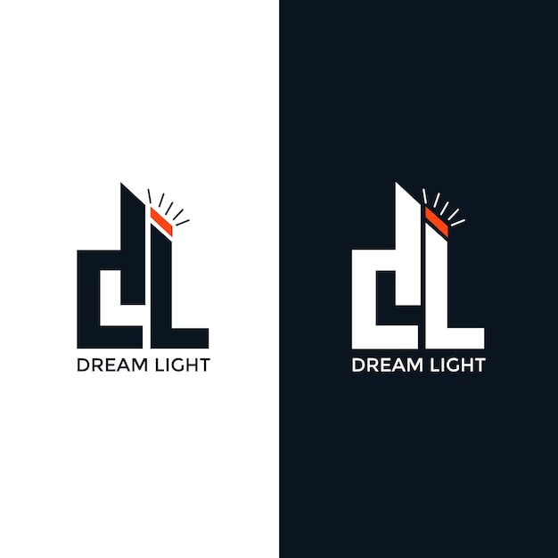 Modelo de logotipo de letra ou logotipo de letra d letra de logotipo ld modelo de letra l e d design de logotipo leve