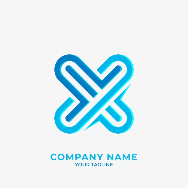 Modelo de logotipo de letra x design plano