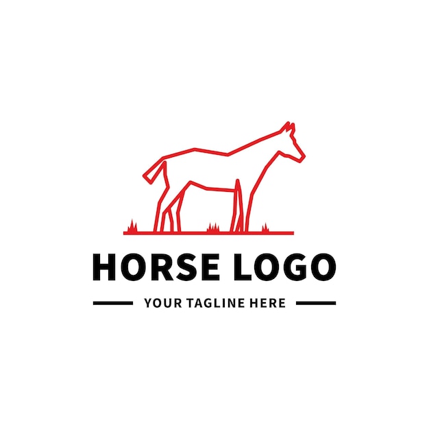 Vetor modelo de logotipo de linha de cavalo simples