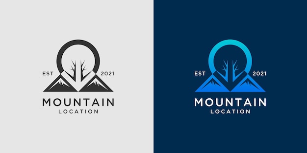 Modelo de logotipo de localização de montanha