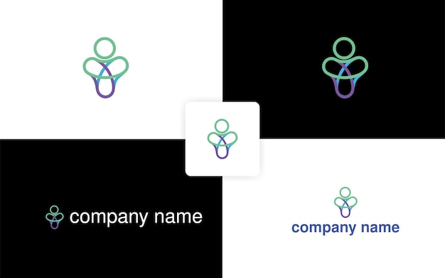 Modelo de logotipo de logotipo de pessoas Design de logotipo monograma símbolo ícone emblema