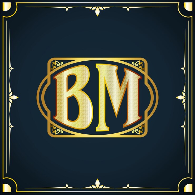 Vetor modelo de logotipo de luxo real de carta inicial bm
