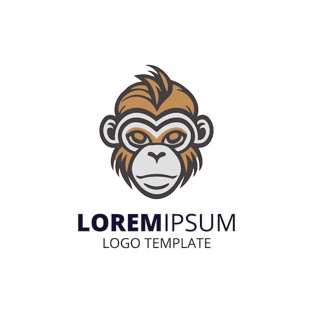 Modelo de logotipo de macaco ilustração em vetor de cabeça de logotipo de animal mínimo