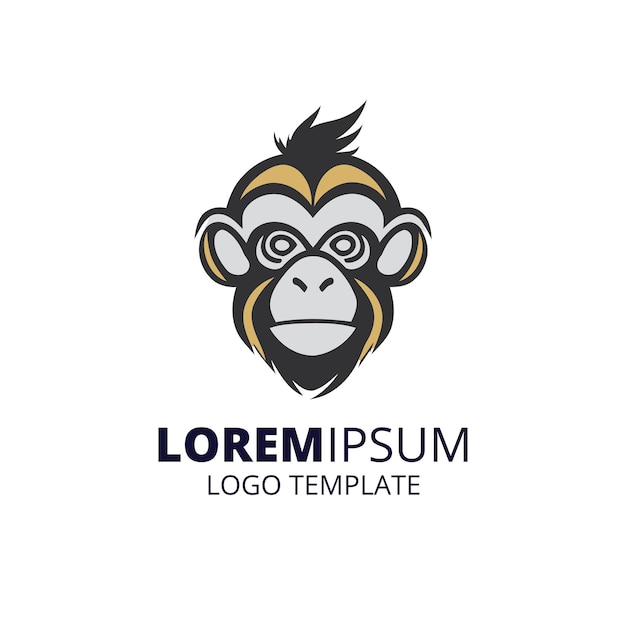 Vetor modelo de logotipo de macaco logotipo minimal de cabeça de macaco