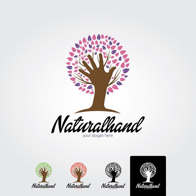 Modelo de logotipo de mão natural