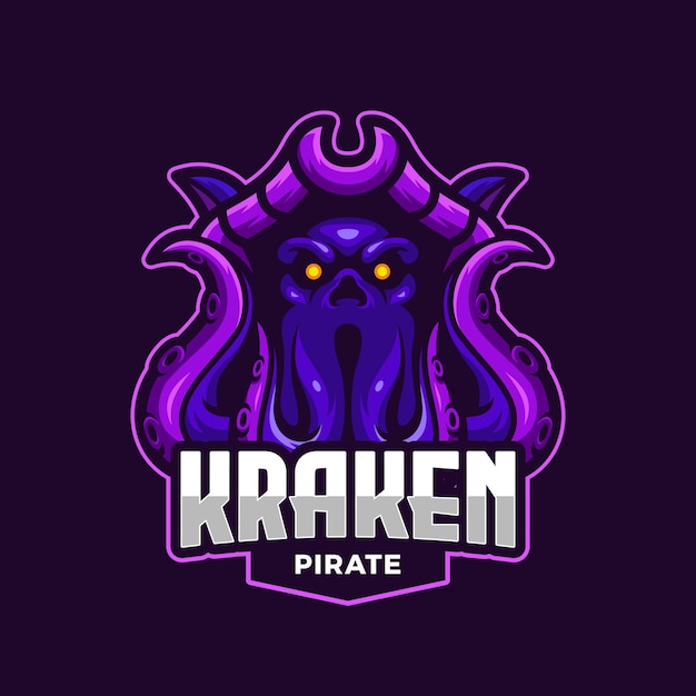 Vetor modelo de logotipo de mascote de esportes eletrônicos kraken pirate octopus