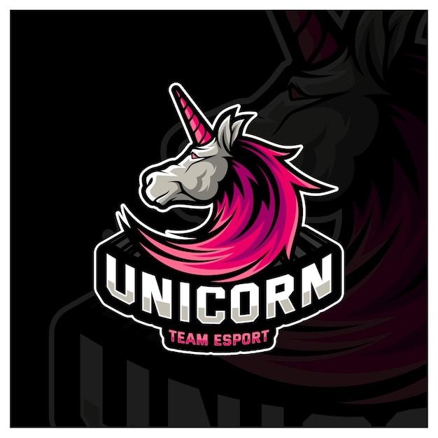 Modelo de logotipo de mascote de jogo unicorn esport vector modern head unicorn logo vector