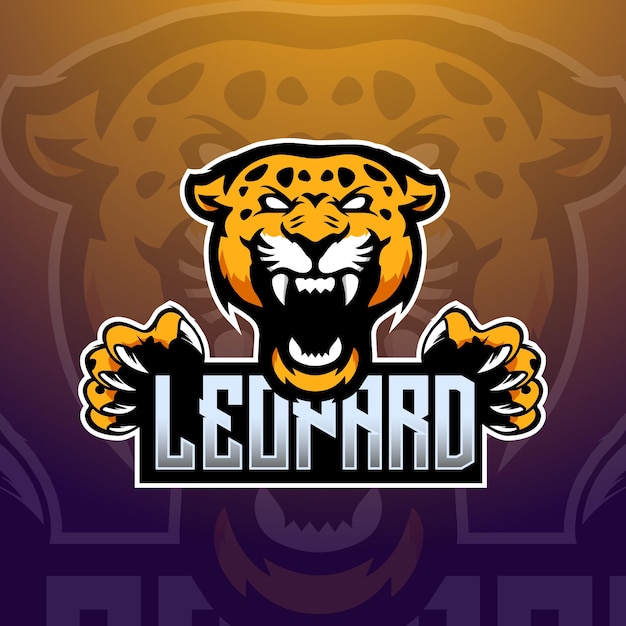 Modelo de logotipo de mascote de jogos esportivos leopard pro player vetor premium