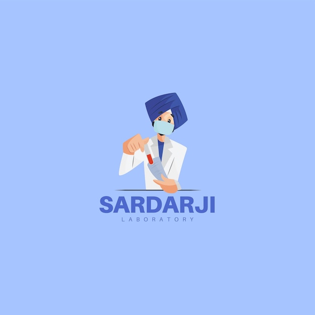 Modelo de logotipo de mascote de vetor de laboratório sardar ji